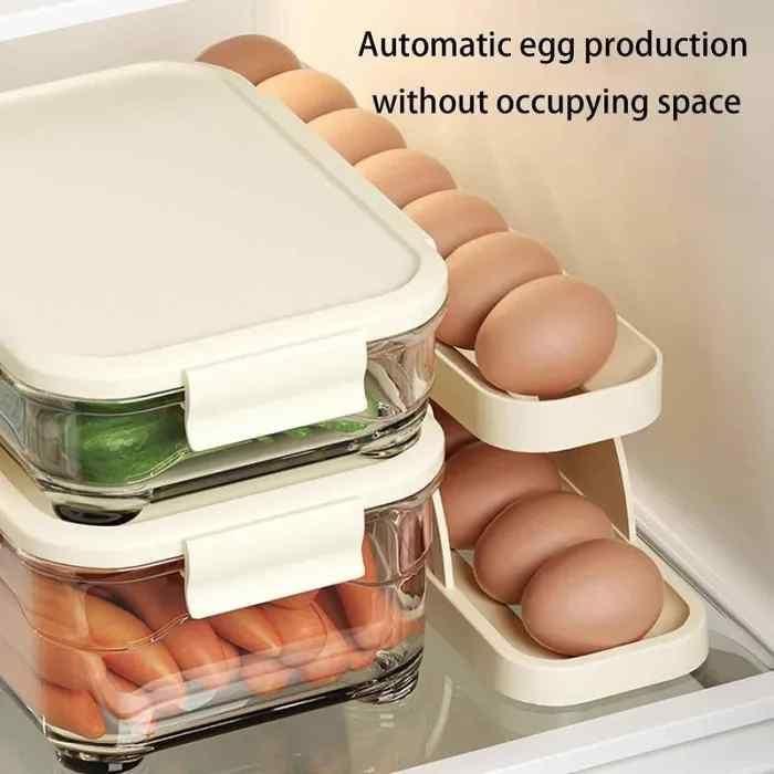 Automatically Rolling Egg Holder Container Display Rack - Yellow life