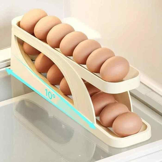 Automatically Rolling Egg Holder Container Display Rack - Yellow life