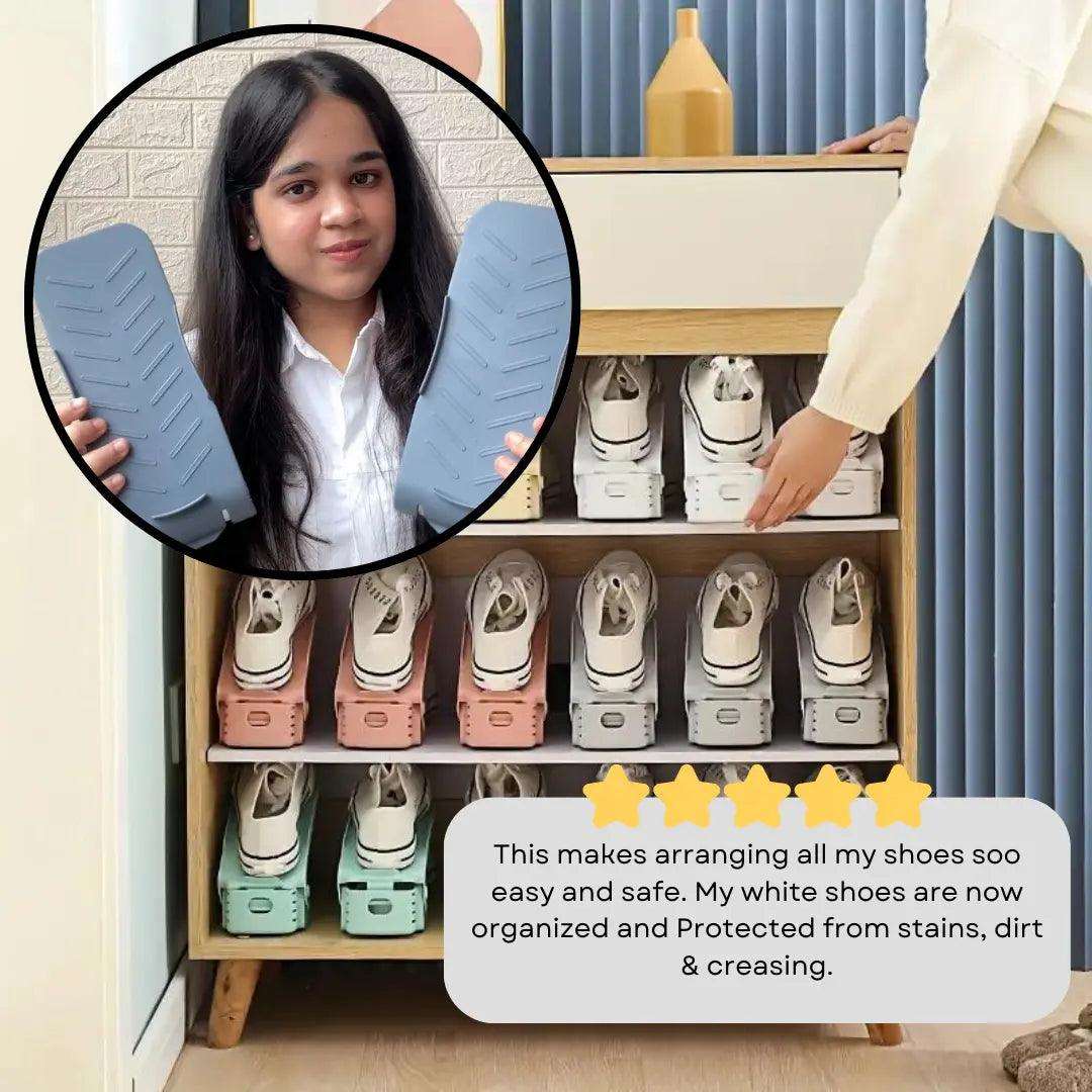Shoe Organizer - The Adjustable Shoe Rack Space Saver (Pack of 6) - Yellow life