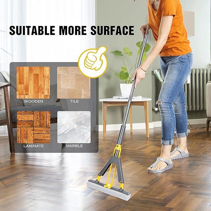 Multi-Purpose Foldable Floor Cleaning Squeeze Mop Wiper - Yellow life